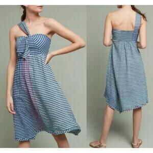 Anthropologie Maeve One Shoulder Waverly Dress Asymmetrical Hem Women's Folk